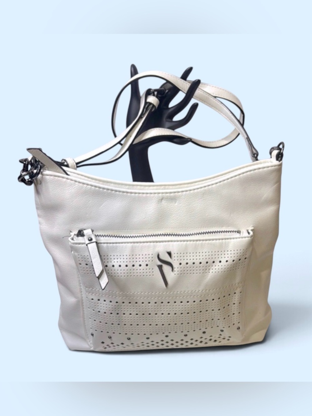 Simply Vera lWhite Perforated  Shoulder Bag